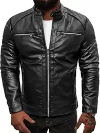 Herren Lederjacke Kunstlederjacke Kunstleder Farbvarianten Jacke Bikerjacke Übergangsjacke Herrenjacke Leder Echtlederjacke Echtleder Wildleder Biker JS/11Z8003Z SCHWARZ L