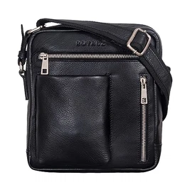 'Antonio' Herrentasche Leder klein im Vintage Look kleine Männer Umhängetasche aus Echtleder kompakte Ledertasche Herren mir Reißverschluss, Farbe:Schwarz