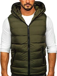 BOLF Herren Weste mit Kapuze Style J.Style MY88 [4D4] Khaki (1U1)