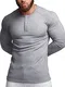Agilelin Herren Baumwolle Langarm Shirt,Longsleeve Muskelshirts,Casual Henley Tshirt,Slim Fit Geripptes Hemd(Grau/M)