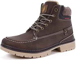 Herren Winterschuhe Warmfutter Gefüttert Schneestiefel Kurzschaft Stiefel Flache Rutschfest Trekkingschuhe Winter Schneeboot DunkelBraun 43EU