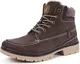 Gaatpot Herren Winterschuhe Warmfutter Gefüttert Schneestiefel Kurzschaft Stiefel Flache Rutschfest Trekkingschuhe Winter Schneeboot DunkelBraun 43EU