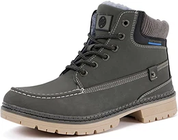 Herren Winterschuhe Warmfutter Gefüttert Schneestiefel Kurzschaft Stiefel Flache rutschfest Trekkingschuhe Winter Schneeboot 1-Grau 43EU