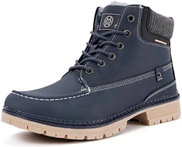 Herren Winterschuhe Warmfutter Gefüttert Schneestiefel Kurzschaft Stiefel Flache Rutschfest Trekkingschuhe Winter Schneeboot DunkelBlau 43EU