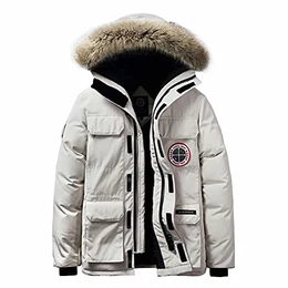 Winterparka Herren Parka Jacke Warme Jacke Gefüttert Winterjacke Outdoor Kapuzenjacke Winddicht Parka Weiß 2XL
