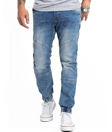 Herren Jeans Tapered Fit Stretch Jeans Männerhose Herrenjeans Denim Hosen Herrenhose Joggerjeans Stonewashed RC-2184 Blau W32 L32