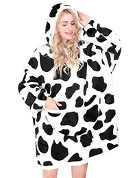 Oversize Hoodie Decke zum Anziehen mit Kapuze, Ärmeln, 2 Taschen für Handy etc. - XXL Sweatshirt aus Fleece, warm, lang, Übergröße - Kuschelpullover für Erwachsene, Damen und Herren ODER Kinder