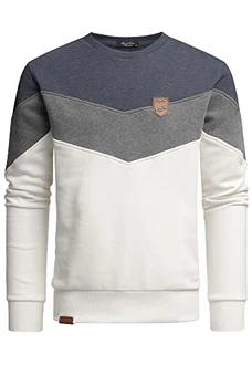 Amaci&Sons Herren Basic College Sweatjacke Pullover Hoodie Sweatshirt (4064) Blau/Anthrazit/Weiß