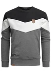 Amaci&Sons Herren Basic College Sweatjacke Pullover Hoodie Sweatshirt (4064) Schwarz/Weiß/Anthrazit