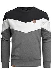 Herren Basic College Sweatjacke Pullover Hoodie Sweatshirt 4064 Schwarz/Weiß/Anthrazit M