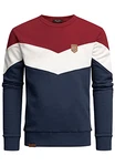 Amaci&Sons Herren Basic College Sweatjacke Pullover Hoodie Sweatshirt (4064) Bordeaux/Weiß/Blau