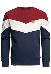 Herren Basic College Sweatjacke Pullover Hoodie Sweatshirt 4064 Bordeaux/Weiß/Blau S