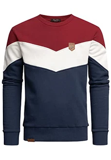Amaci&Sons Herren Basic College Sweatjacke Pullover Hoodie Sweatshirt (4064) Bordeaux/Weiß/Blau