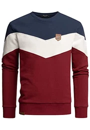 Herren Basic College Sweatjacke Pullover Hoodie Sweatshirt 4064 Navyblau/Weiß/Bordeaux M