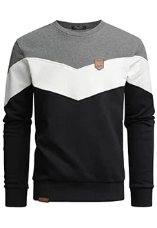 Amaci&Sons Herren Basic College Sweatjacke Pullover Hoodie Sweatshirt (4064) Anthrazit/Weiß/Schwarz
