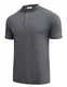 COOFANDY Herren Kragenlose Golf Poloshirts Schnell Trocknen Poloshirts Kurzarm Henley Shirt Active Striped Polo Sport, Flecking Gray, einfarbig, Klein