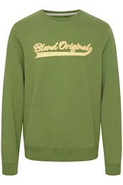 Blend 20715364 Herren Sweatshirt Pullover Pulli mit Rundhalsausschnitt O-Neck und Stickerei, Größe:M, Farbe:Dill (180108)