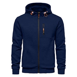Herren-Kapuzenpullover mit Reißverschluss, langärmelig, Fleece, Sweatshirts für Herren, S-3XL, navy, M