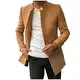 Celucke Mantel Herren Wintermantel Wolle Winter Kurzmantel Mittellang Wollmantel mit Stehkragen und Revers Winterjacke für Business Freizeit(Schwarz,3XL)