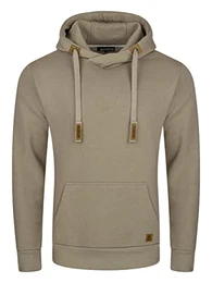Herren Kapuzenpullover RIVNiklas Pullover Sweatshirt Hoodie Kapuze Kängurutaschen Cross-Over-Kragen Regular Einfarbig Baumwolle Beige M, Größe:M, Farbe:Cobblestone Beige