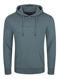 Herren Kapuzenpullover RIVErik Hoodie Sweatshirt Pullover Logo Kapuze Kängurutaschen Regular Einfarbig Baumwolle Navy M, Größe:M, Farbe:Turbid Blue