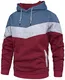 PADOLA Herren Kapuzenpullover Patchwork Pullover Camouflage Hoodie Y2K Langarm Farbblock Sweatshirt Winter Warm Strickjacke Basic Winterjacke Kordelzug Sweatjacke Geschenke (Weinrot, M)