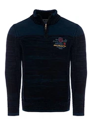 Strickpullover für Herren • Herren Troyer mit Stickerei • Angenehmer Regular Fit Pullover für Büro und Freizeit 7803 Navy S