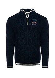Carisma Strickpullover für Herren Troyer mit Stickerei 7804 Navy