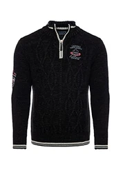 Carisma Strickpullover für Herren Troyer mit Stickerei 7804 Black