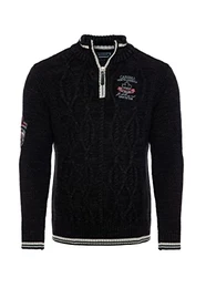 Strickpullover für Herren ? Herren Troyer mit Stickerei ? Angenehmer Regular Fit Pullover für Büro und Freizeit 7804 Black M