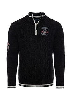 Carisma Strickpullover für Herren Troyer mit Stickerei 7804 Black