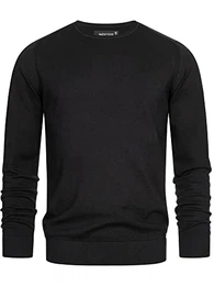 Herren Gamal Strickpullover aus 80% Baumwolle Pullover O-Neck Pulli Männer Black M