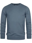 Indicode Herren Gamal Strickpullover O-Neck Pulli China Blue Mix