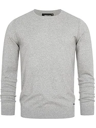 Indicode Herren Gamal Strickpullover O-Neck Pulli Lt Grey Mix