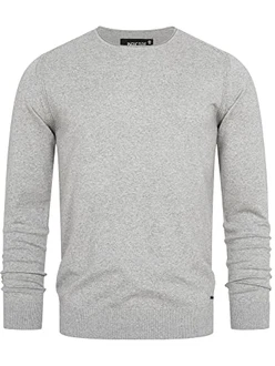 Indicode Herren Gamal Strickpullover O-Neck Pulli Lt Grey Mix