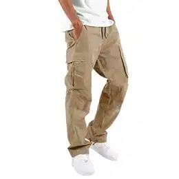 Herren Hose Lang Regular Fit Hose Skinny Jeans Strand Pumphose Stretch Straight Lange Sport Hose Jogger Cargo Pants Destroyed Hose Hose mit Taschen Schmale Passform (Khaki, M)