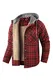 EUSMTD Herren Beiläufig Plaid Fleece Baumwoll Hoodie Shirt Jacke mit Plüschfell Innenfutter 3252 Red M