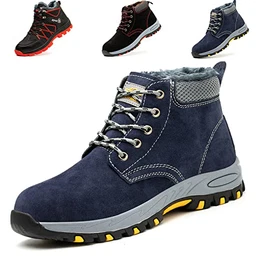 Arbeitsschuhe Herren Sicherheitsschuhe Damen Leicht Atmungsaktiv wasserdicht Schutzschuhe mit Stahlkappen Sicherheitsstiefel Warm Gefüttert Winter