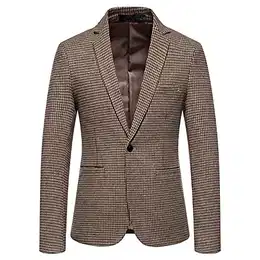 Herren Anzugjacke, Stilvolle Outwear Mantel Jacken-Blazer Herbst Anzug Blazer, 1 Knopf Reverskragen Tasche Knopfleiste Sakko Jacke Smoking Slim Fit, Khaki