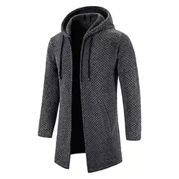 Kapuze Wintermantel Herren gefüttert mit Stehkragen Steppjacke Winddicht Business Überzieher Schlank Wanderjacke Softshelljacke Kapuzenjacke outdoorjacke Übergangsjacke, Dunkelgrau, L