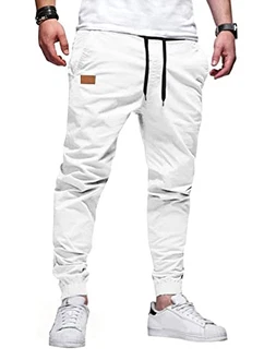 JMIERR Herren Chino Cargo Hose Jogginghose Weiß JMIERR Herren Chino Cargo Hose Jogginghose Weiß
