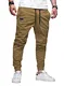 JMIERR Herren Hose Chino Cargo Hose Jogginghose Herren Baumwolle Sporthose Casual Freizeithose Elastische Taille mit Kordelzug Sweatpants Herren mit Taschen, Khaki -M