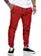 JMIERR Herren Hose Chino Cargo Hose Jogginghose Herren Baumwolle Sporthose Casual Freizeithose Elastische Taille mit Kordelzug Sweatpants Herren mit Taschen, Rot L