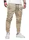JMIERR Herren Hose Chino Cargo Hose Jogginghose Herren Baumwolle Sporthose Casual Freizeithose Elastische Taille mit Kordelzug Sweatpants Herren mit Taschen, Aprikose S