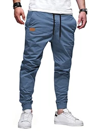 Herren Hose Chino Cargo Hose Jogginghose Herren Baumwolle Sporthose Casual Freizeithose Elastische Taille mit Kordelzug Sweatpants Herren mit Taschen, Himmelblau M