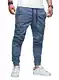 JMIERR Herren Hose Chino Cargo Hose Jogginghose Herren Baumwolle Sporthose Casual Freizeithose Elastische Taille mit Kordelzug Sweatpants Herren mit Taschen, Himmelblau M