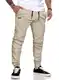JMIERR Herren Hose Chino Cargo Hose Jogginghose Herren Baumwolle Sporthose Casual Freizeithose Elastische Taille mit Kordelzug Sweatpants Herren mit Taschen, Khaki-M