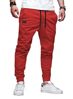 JMIERR Herren Chino Cargo Hose Jogginghose Rot