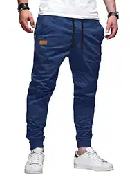 Herren Hose Chino Cargo Hose Jogginghose Herren Baumwolle Sporthose Casual Freizeithose Elastische Taille mit Kordelzug Sweatpants Herren mit Taschen, Blau M