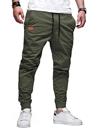 Herren Hose Chino Cargo Hose Jogginghose Herren Baumwolle Sporthose Casual Freizeithose Elastische Taille mit Kordelzug Sweatpants Herren mit Taschen, Grün M